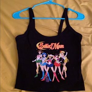 Cropped Black Sailor Moon Tank